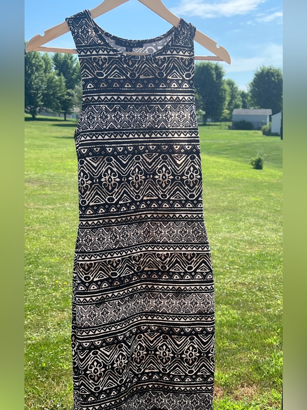 Snap Black and White Tribal Maxi Dress